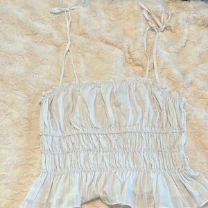 Kittenish White Ruched Camisole Top